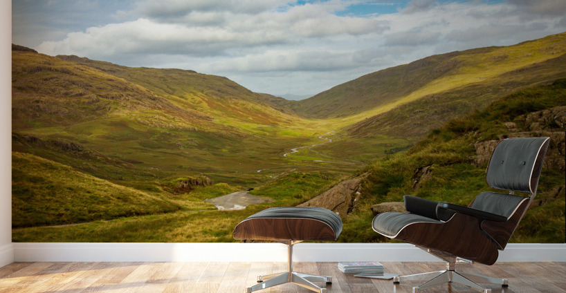 View through moorland valley from HardKnott Pass Wall Murals