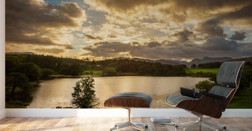 Sunset at Loughrigg Tarn in Lake District Wall Murals