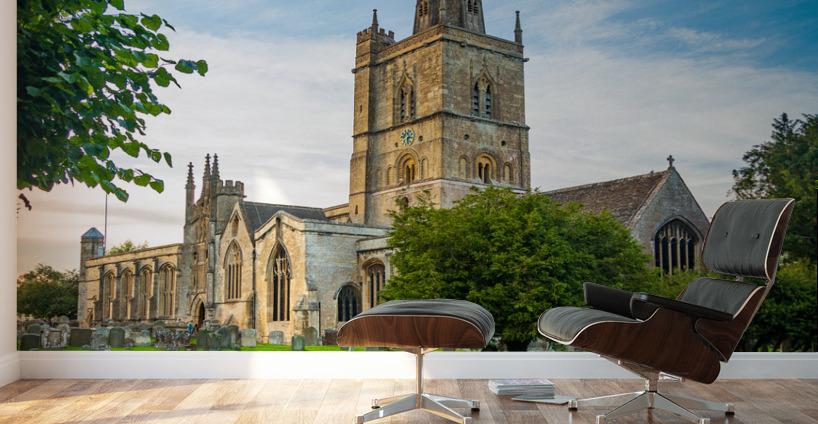 Church and graveyard in Burford in Cotswolds Wall Murals