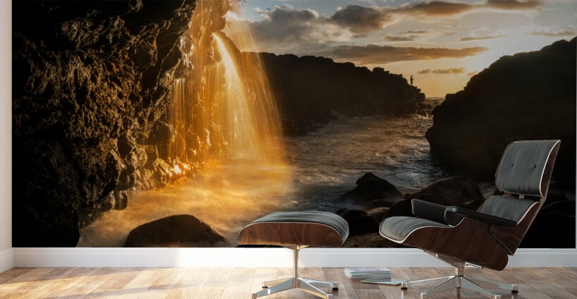 Waterfall near Queens Bath in Princeville Kauai Wall Murals