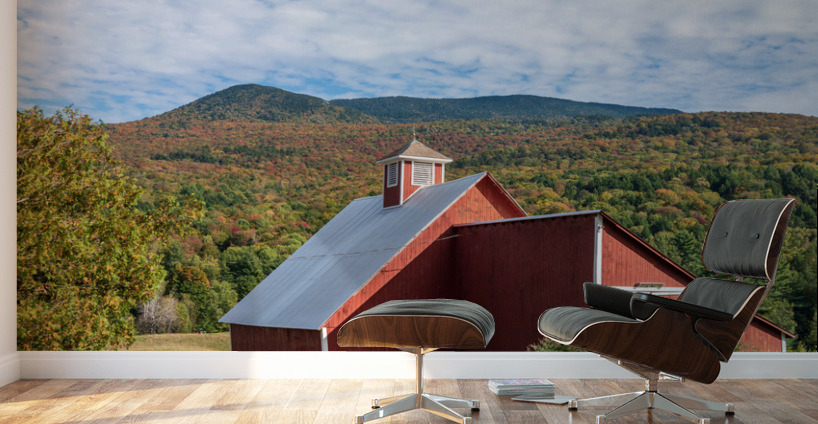 Grandview Farm barn with fall colors in Vermont Wall Murals