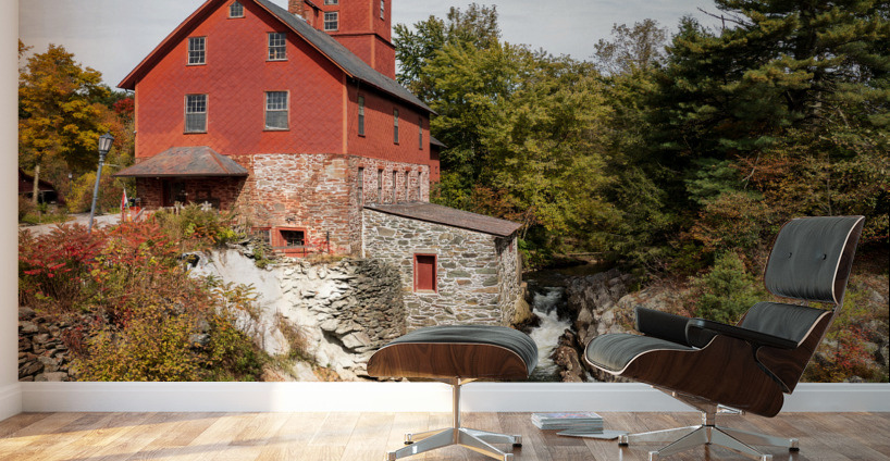 Old Red Mill in Jericho Vermont during the fall Wall Murals