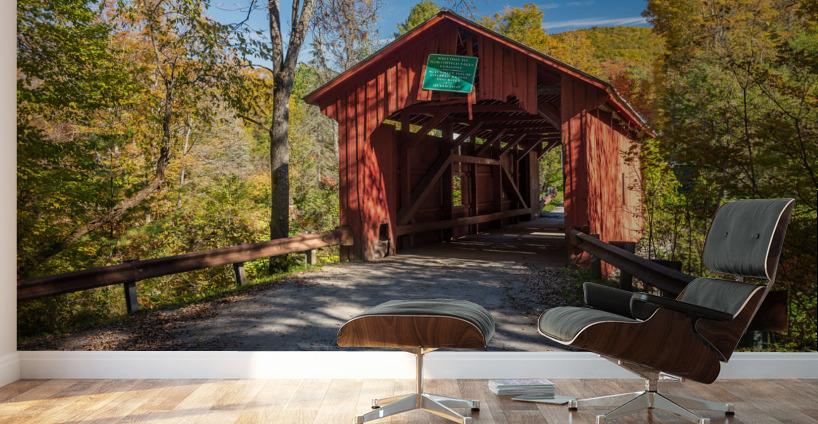 Slaughter House covered bridge in Northfield Falls Wall Murals