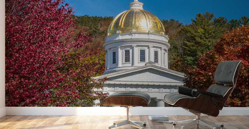 Gold dome of Vermont State House in Montpelier Wall Murals