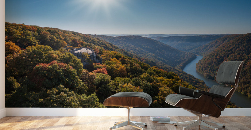  Cheat River panorama in West Virginia with fall colors Wall Murals