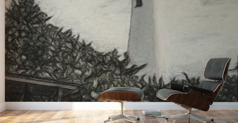 Cape Florida lighthouse in colorized charcoal Wall Murals