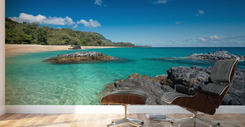 Lumahai Beach Kauai  with rocks Wall Murals
