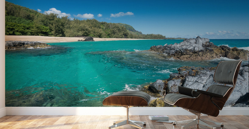 Lumahai Beach Kauai with rocks  Wall Murals