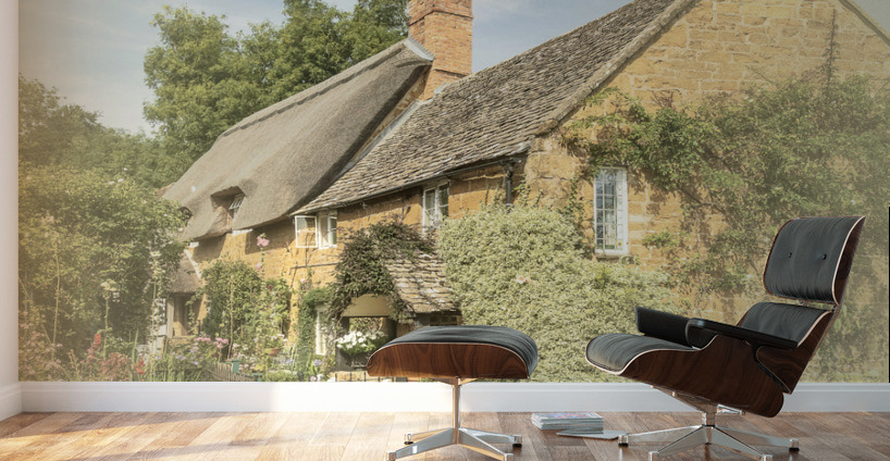 Faded cotswold stone house in Ilmington Wall Murals