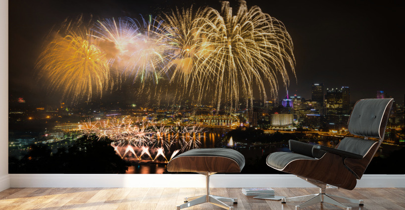 Fireworks over Pittsburgh for Independence Day Wall Murals