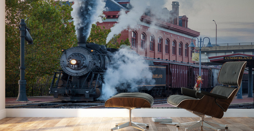 Steam train in Cumberland station Wall Murals