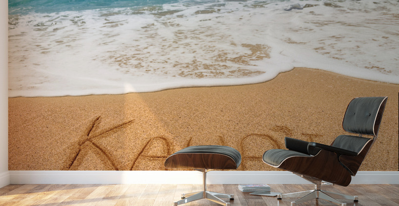 Kauai written in sandy beach Wall Murals