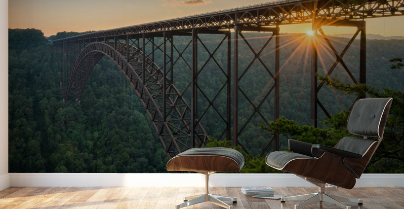 Sunset at the New River Gorge Bridge in West Virginia Wall Murals