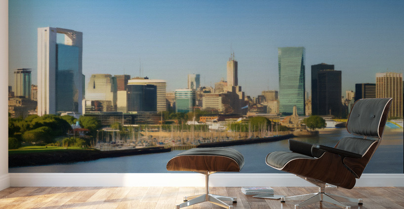 Colored pencil sketch of the city of Buenos Aires in Argentina Wall Murals