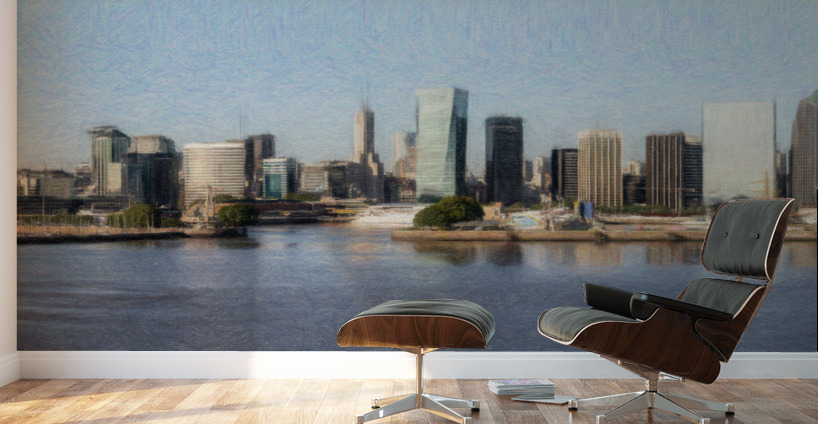 Colored pencil sketch of the city of Buenos Aires in Argentina Wall Murals