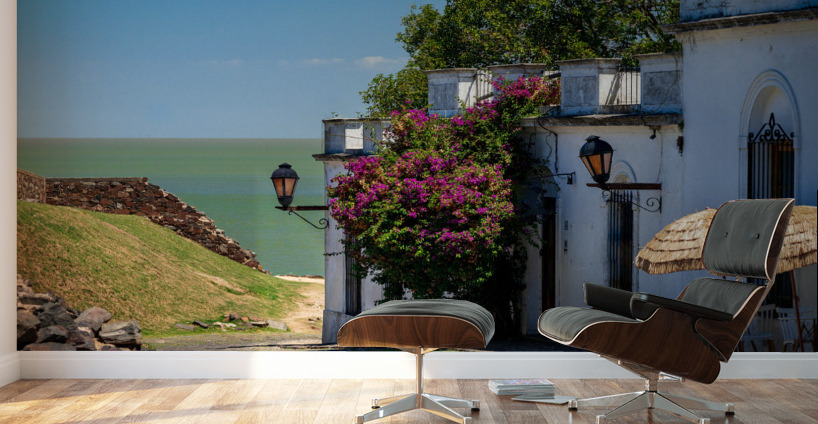 Cobbled street in Unesco historical town of Colonia del Sacramen Wall Murals
