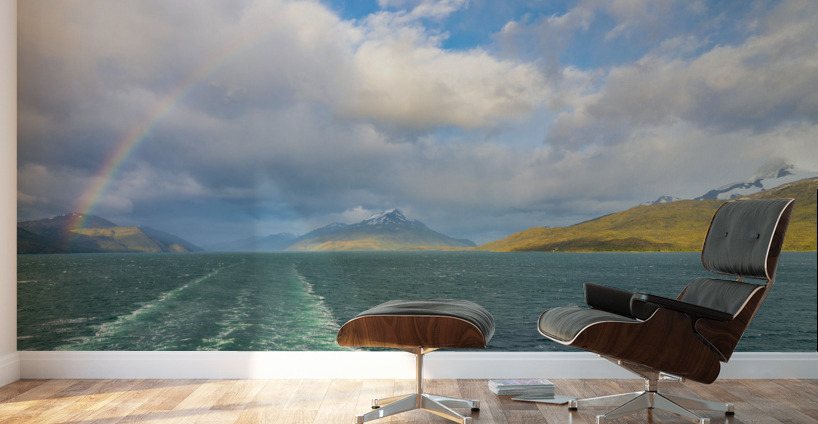 Panorama of Beagle channel with rainbow Wall Murals