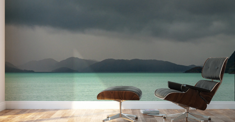 Milky ocean approaching Amalia Glacier due to suspended clay Wall Murals