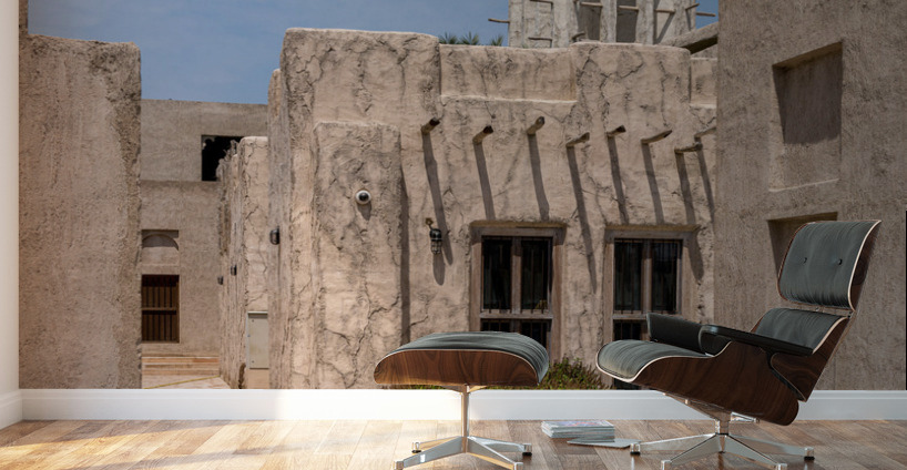 Narrow street in Al Shindagha district and museum in Dubai Wall Murals