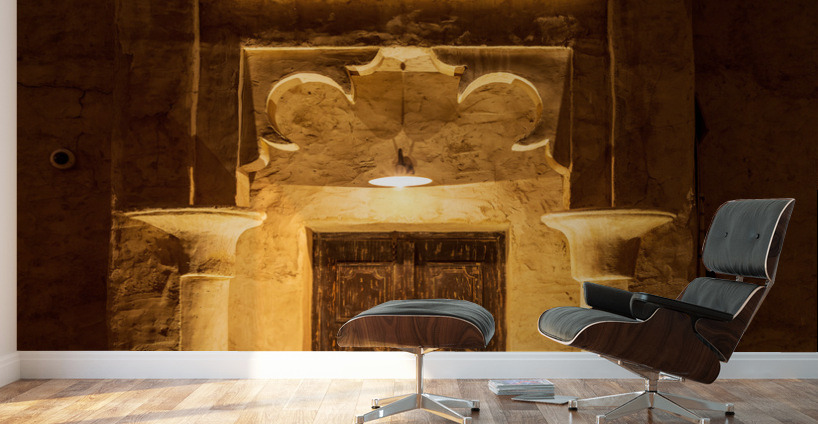 Old buildings and doorways in the Old City in Al Seef are illumi Wall Murals