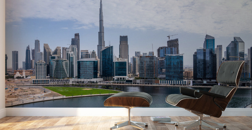 Offices and apartments of Dubai Business Bay with Downtown distr Wall Murals