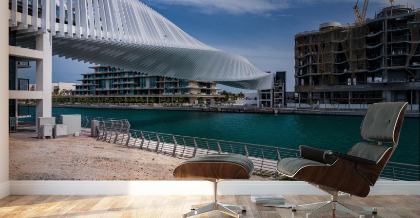 Dubai Water Canal bridge twists towards new apartment blocks Wall Murals
