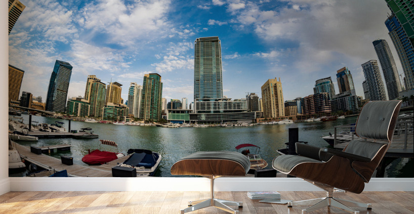 Fisheye view of apartments at Dubai Marina UAE Wall Murals