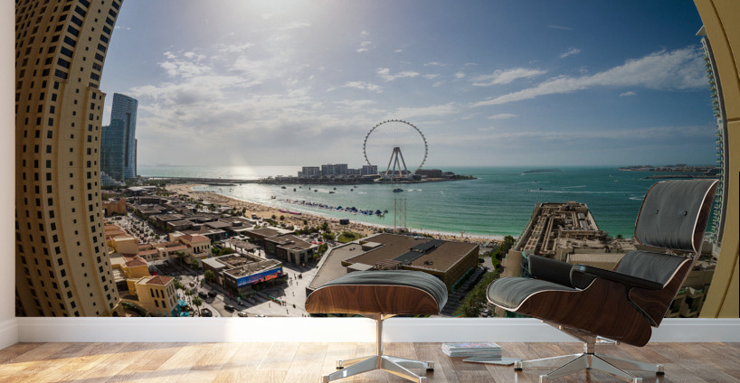 Fisheye view of Dubai observation wheel on Bluewaters Island Wall Murals
