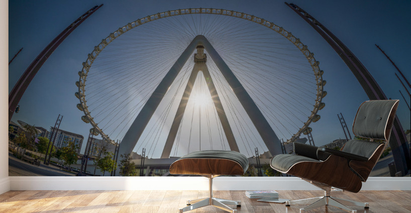 Fisheye view of Ain Dubai observation wheel on Bluewaters Island Wall Murals