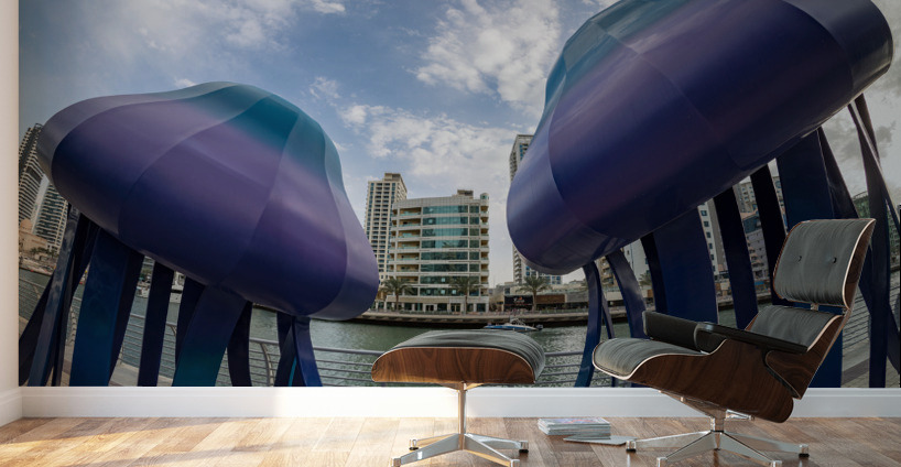 Jellyfish sculptures on promenade at Dubai Marina UAE Wall Murals
