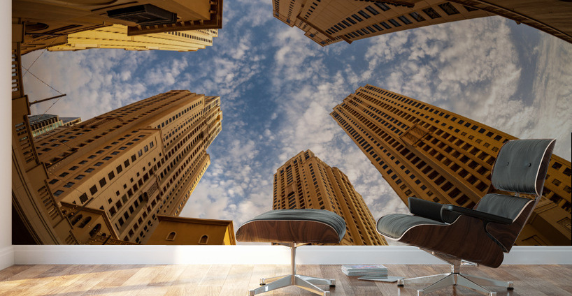 Overpowering view of hotels in JBR Beach area of Dubai Wall Murals