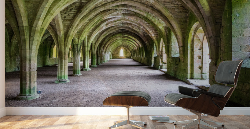 Cellarium at Fountains Abbey ruins in Yorkshire England Wall Murals