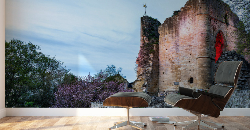 Old stone castle overlooking river in Knaresborough Wall Murals