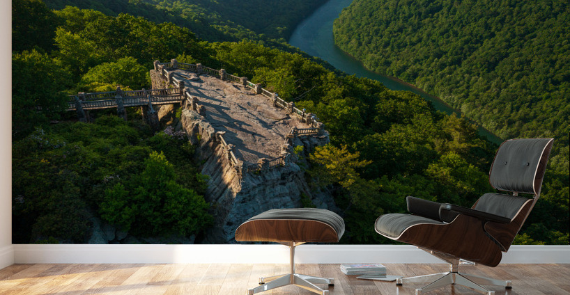 Aerial panorama of Cheat River Gorge overlook Wall Murals