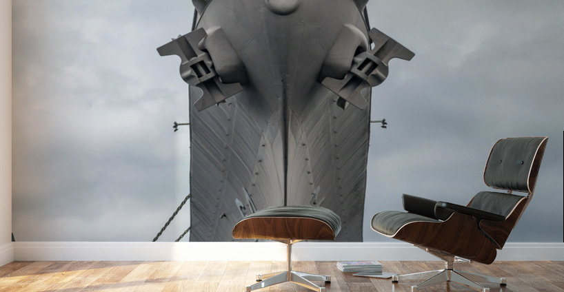 Prow of the USS Wisconsin warship docked in Norfolk Virginia Wall Murals