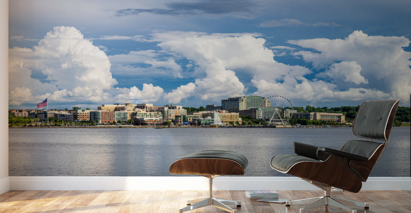 Dramatic clouds above National Harbor in Maryland near Washingto Wall Murals