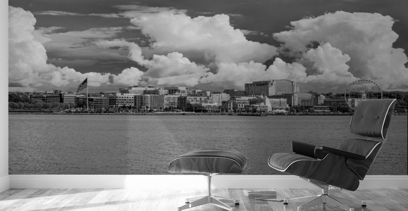 Dramatic monochrome panorama of National Harbor near Washington  Wall Murals