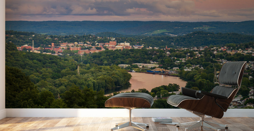 Sunset lights the sky above Morgantown in West Virginia Wall Murals
