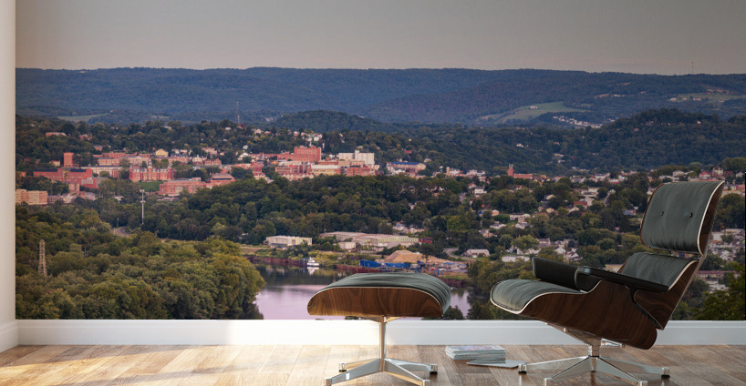 Sunset lights the sky above Morgantown in West Virginia Wall Murals