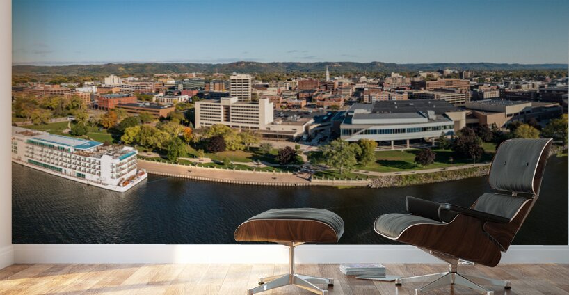 Panorama of La Crosse Wisconsin and the Viking Mississippi River Wall Murals