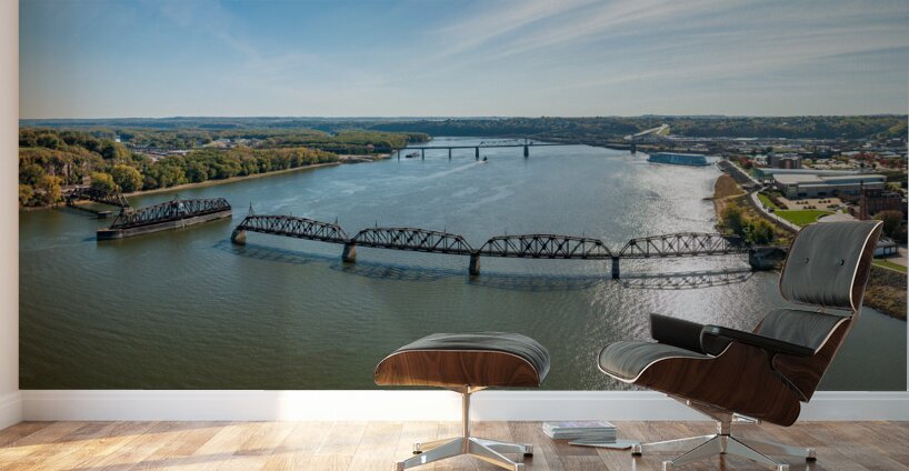 Historic rail bridge between Dubuque Iowa and East Dubuque Wall Murals