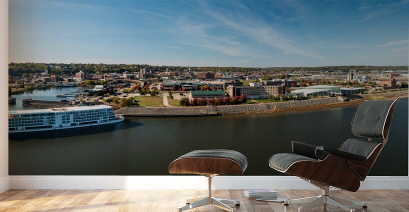 Viking Mississippi river cruise boat docked in Dubuque Wall Murals