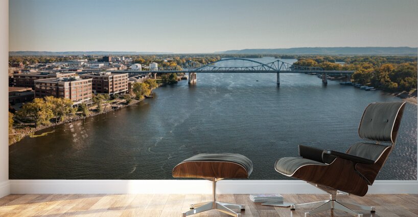 Aerial view of La Crosse Wisconsin and the Mississippi River Wall Murals