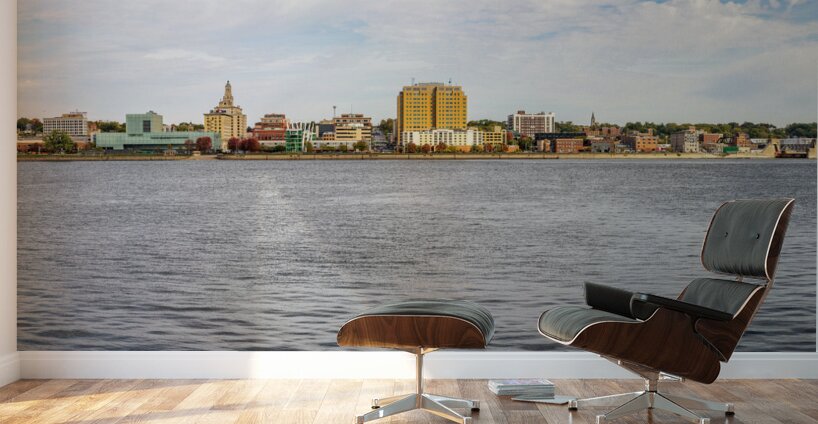 Cityscape of downtown area of Davenport IA Wall Murals