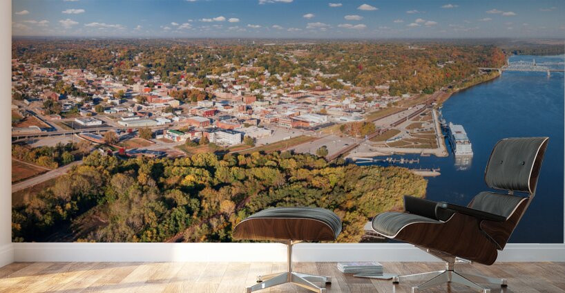 Townscape of Hannibal in Missouri from Lovers Leap overlook Wall Murals
