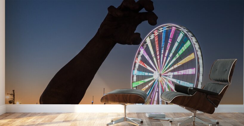 Ferris wheel and The Awakening sculpture Wall Murals