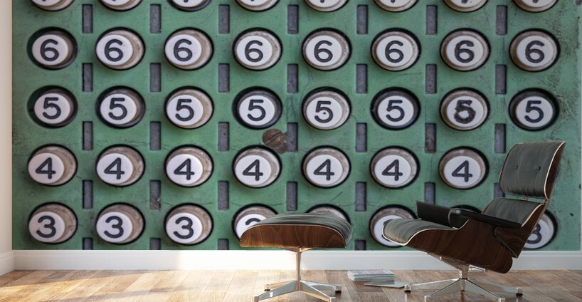 Keys of antique mechanical accounting or counting machine Wall Murals