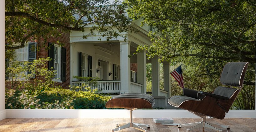 Facade of antebellum home in Natchez in Mississippi Wall Murals