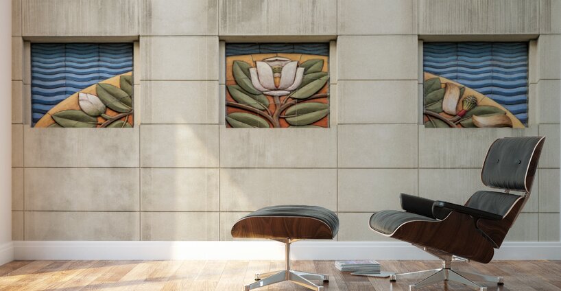 Art deco illustration of magnolia flower in Baton Rouge Louisian Wall Murals