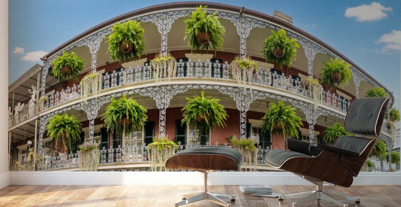 Traditional wrought iron balcony on Royal Street New Orleans hou Wall Murals